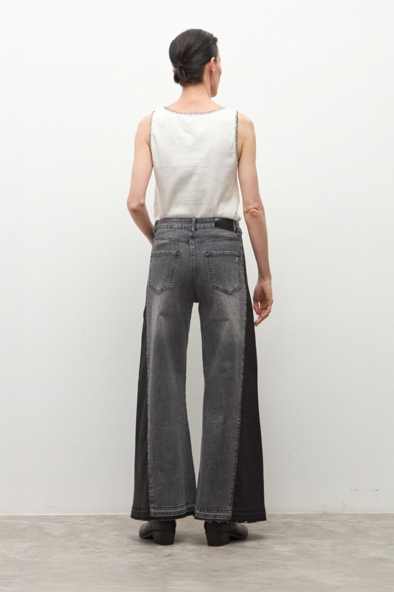 Jean wide leg Ada bicolor gris oscuro