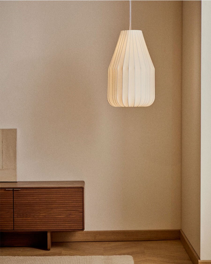 Lámpara de techo Somar de fibras sintéticas y varillas de acero Ø30 cm