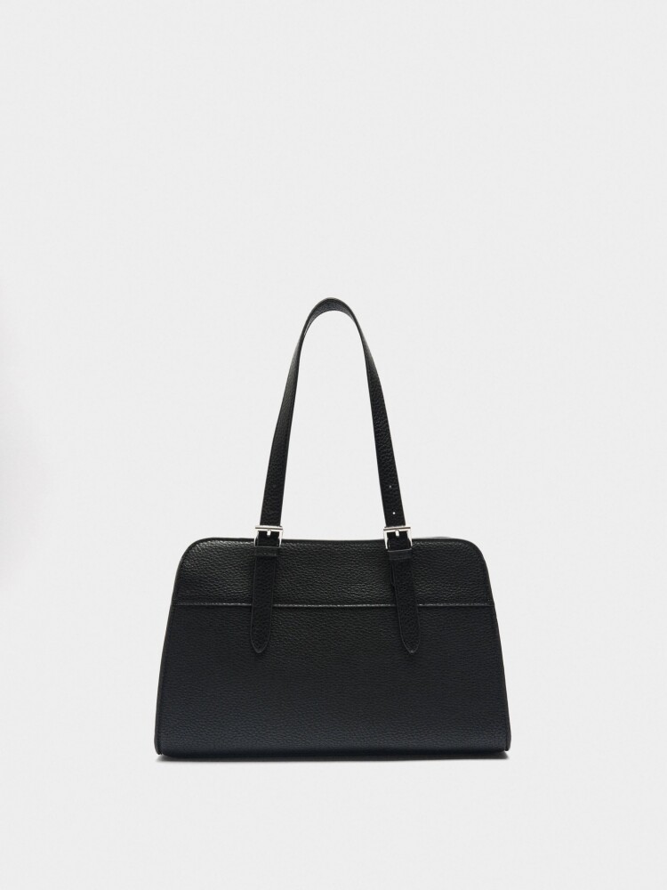 Bolso Tote Con Textura negro