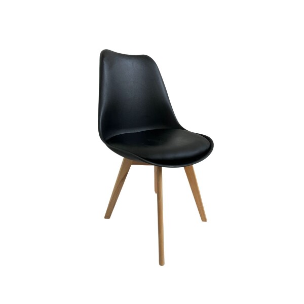 Silla de Comedor Nórdica Estilo Eames de Madera Acolchonada Color Negro x4 Unidades Silla de Comedor Nórdica Estilo Eames de Madera Acolchonada Color Negro x4 Unidades