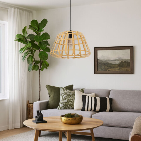 Colgante varillas madera 1xE27 Ø500mm MONTEZUELO EG0874