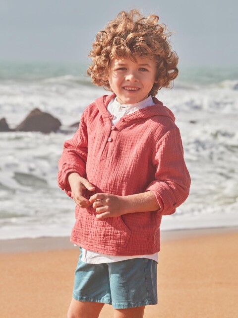 Sobrecamisa Con Bolsillo De Canguro Rosa