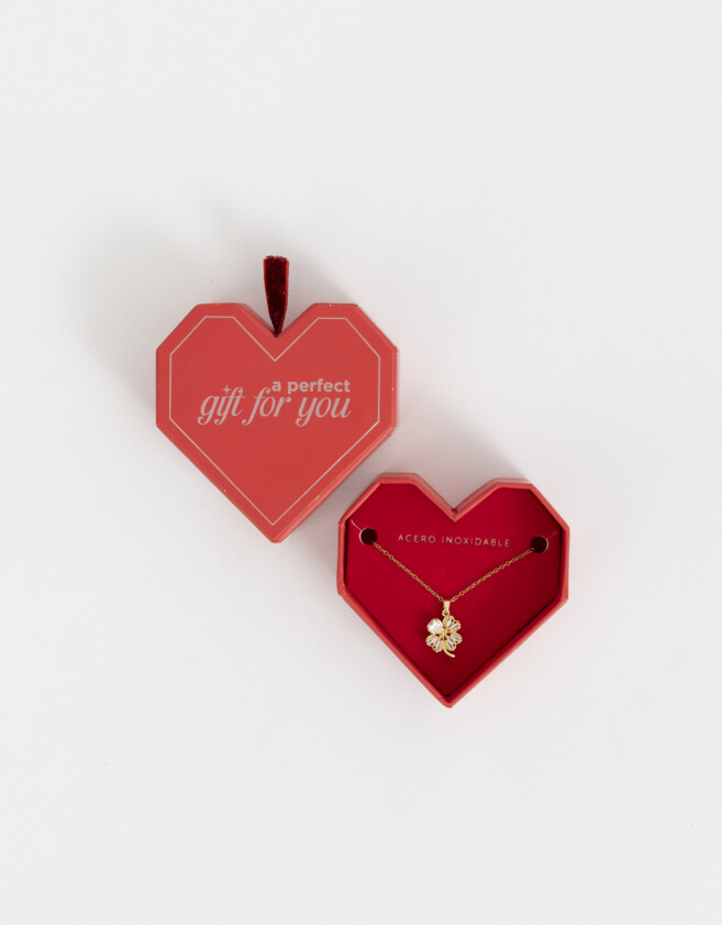 Cadena Corta con Dije Acero quirúrgico Collar Corto De Acero Quirúrgico Trébol - Dorado