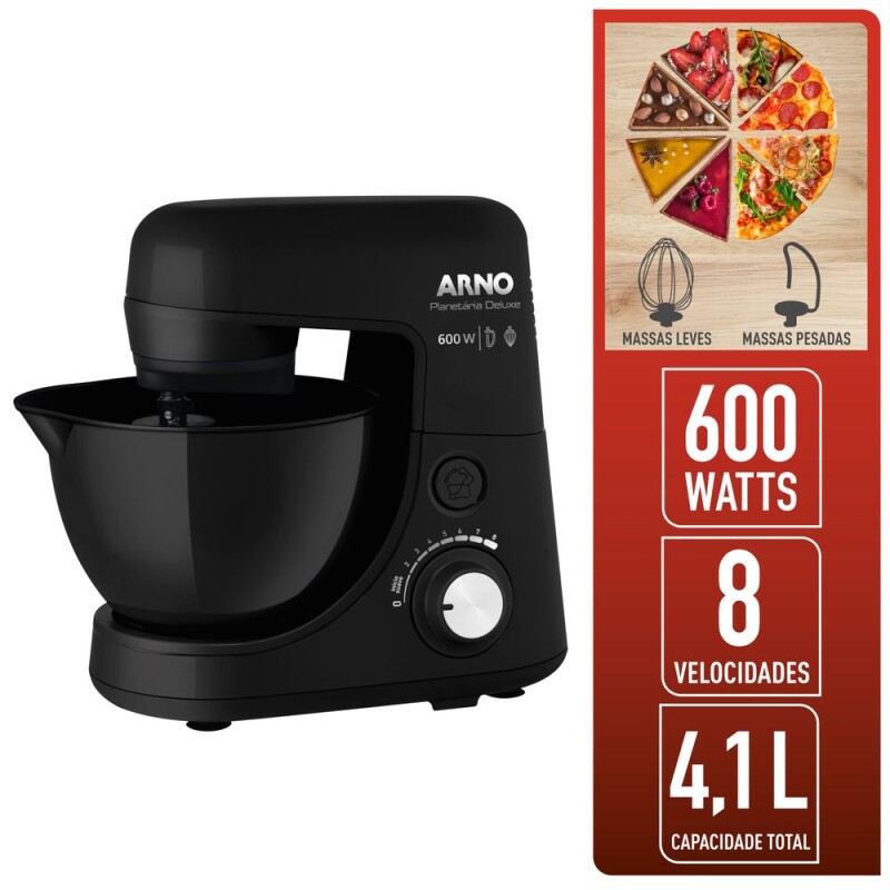 Batidora planetaria Arno Deluxe | 8 velocidades | Bowl de 4,1 Lts. Batidora planetaria Arno Deluxe | 8 velocidades | Bowl de 4,1 Lts.