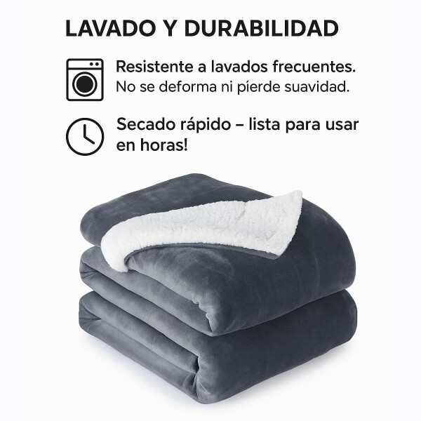 Frazada Manta Polar Con Corderito Acolchado 1 Plazas 200x150 Variante Color Gris