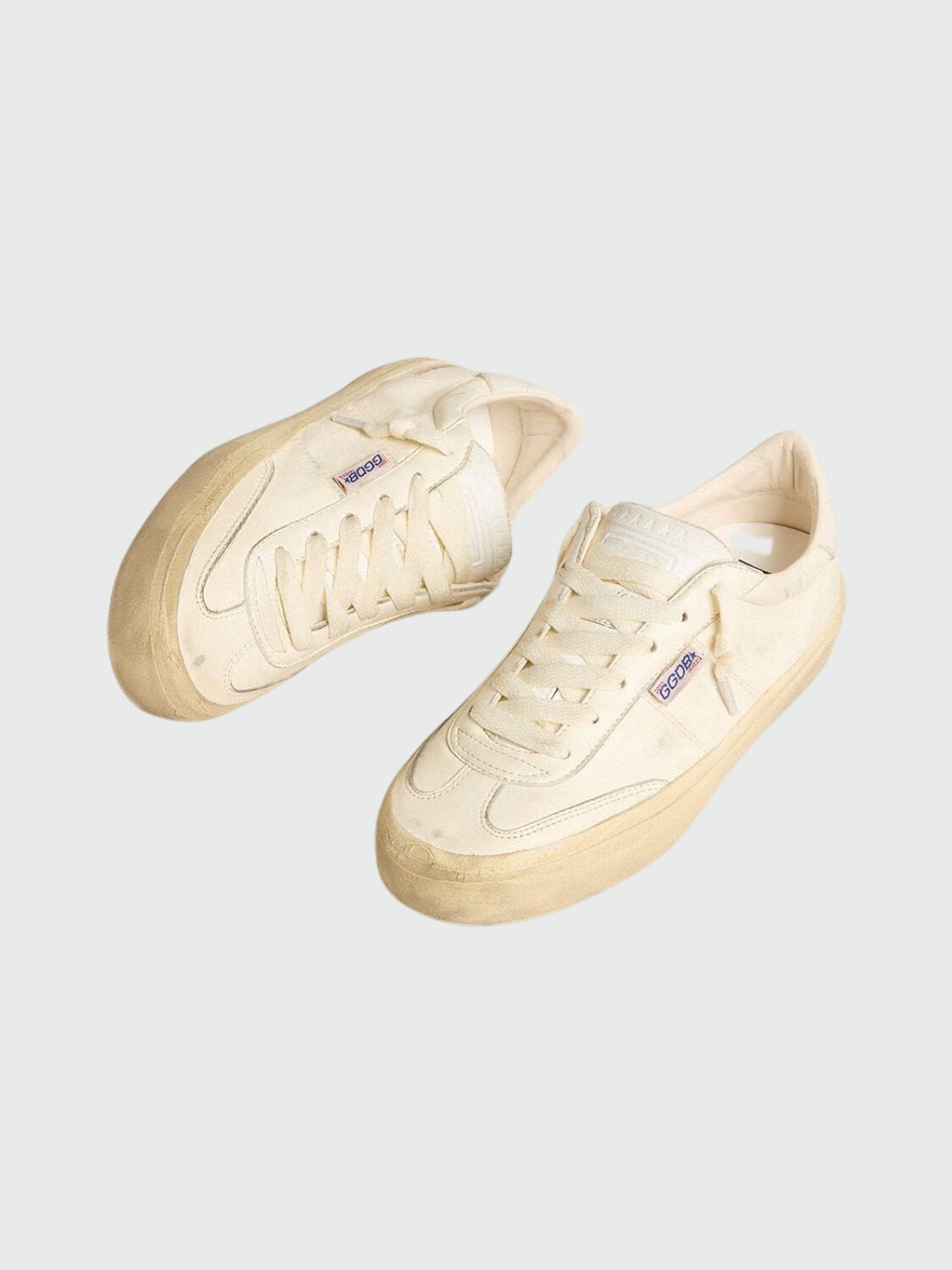 Golden Goose-Championes de cuero acordonados, Soul star Blanco