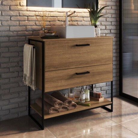 MUEBLE DE BAÑO 80 CM CON TAPA S/BACHA - MIEL/NEGRO MUEBLE DE BAÑO 80 CM CON TAPA S/BACHA - MIEL/NEGRO