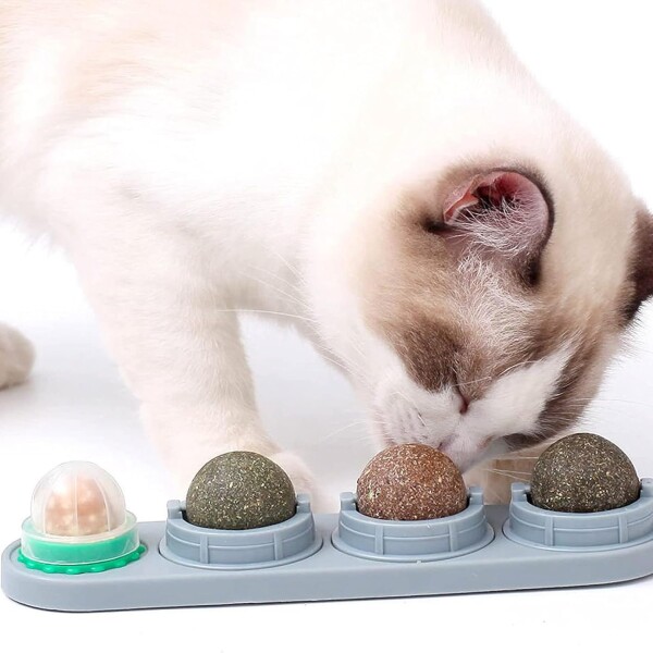 Pack x4 Golosina Gato Bola Giratoria Adhesiva Pared Snack Pack x4 Golosina Gato Bola Giratoria Adhesiva Pared Snack