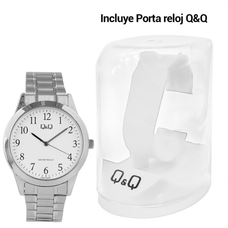 Reloj Q&Q Original Metal Plateado Para Hombre Análogo Blanco