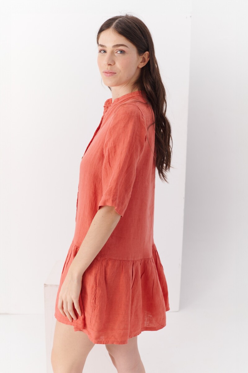 VESTIDO LINO STEP CORAL