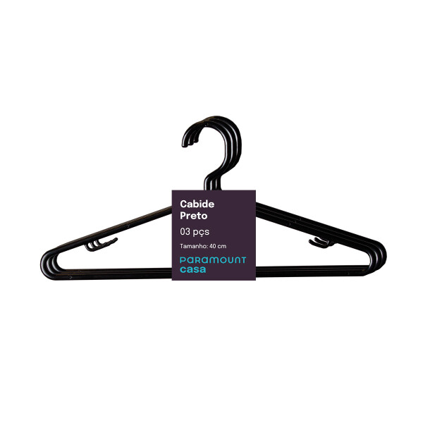 PERCHA CON 3 PIEZAS 40 CM NEGRA NEGRO