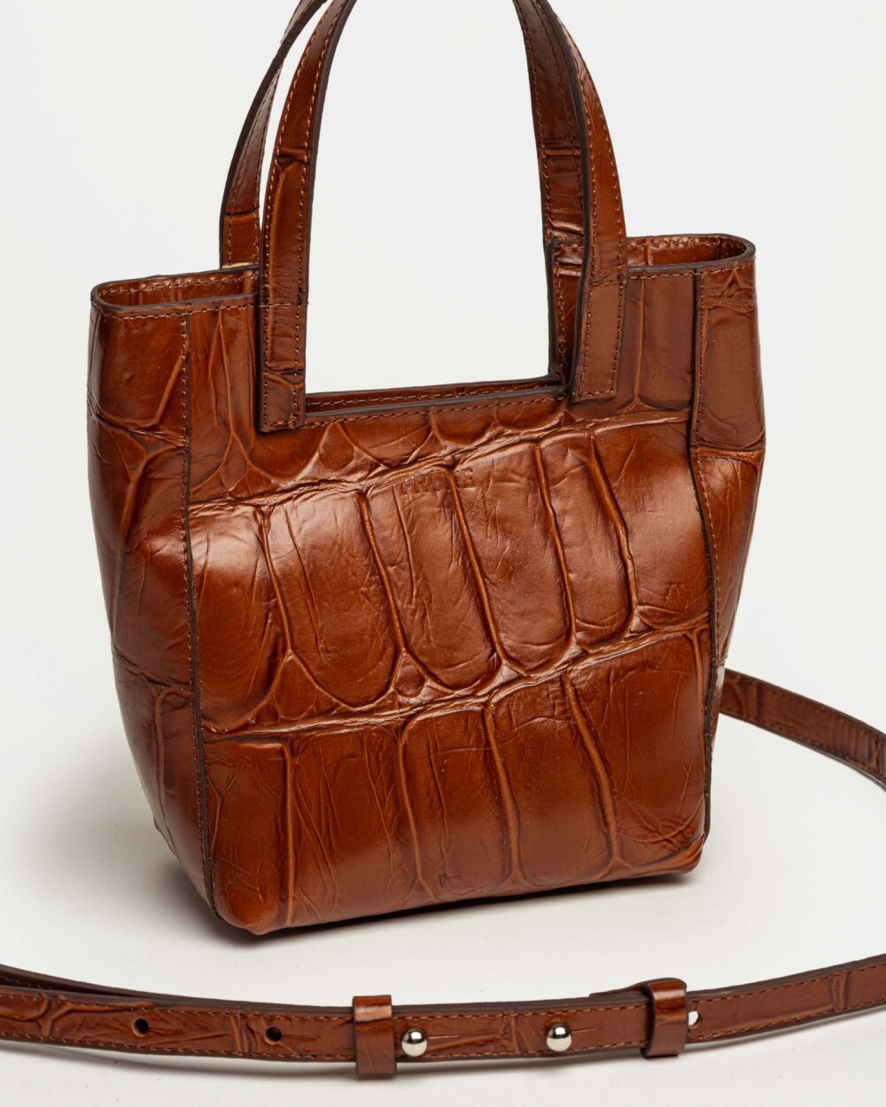Mini Bag The Icon en cuero grabado big croco Cuoio