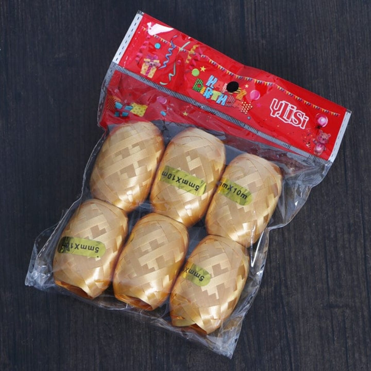 Cinta Para Globos x6 - Dorado 