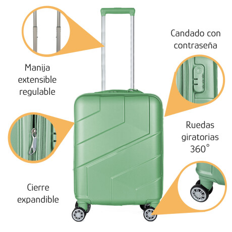 Valija Mediana Rígida 4 Ruedas 360° con Cierre Expandible Verde