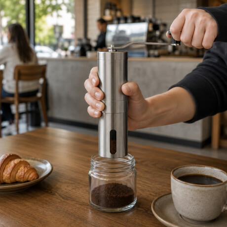 Molinillo de café manual en acero inoxidable GRIS