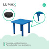 Pack Mesa Infantil Lumax Cuadrada + 4 Sillas Azul