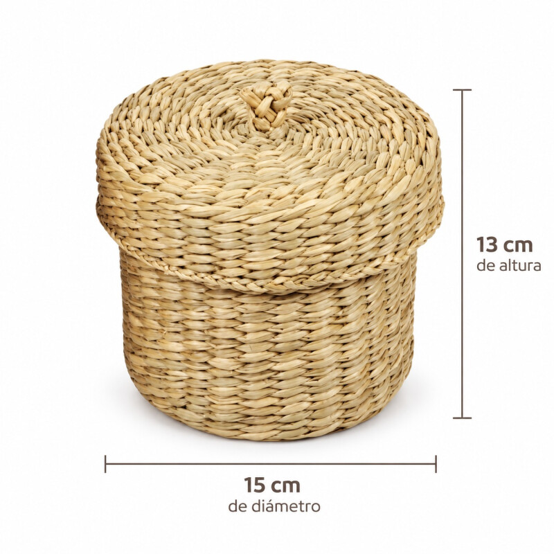 Cesto Canasto Organizador con Tapa de Fibra Natural 15 x 13 cm Cesto Canasto Organizador con Tapa de Fibra Natural 15 x 13 cm