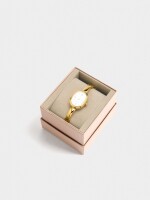 Reloj Ovalado Con Pulsera De Acero Inoxidable dorado