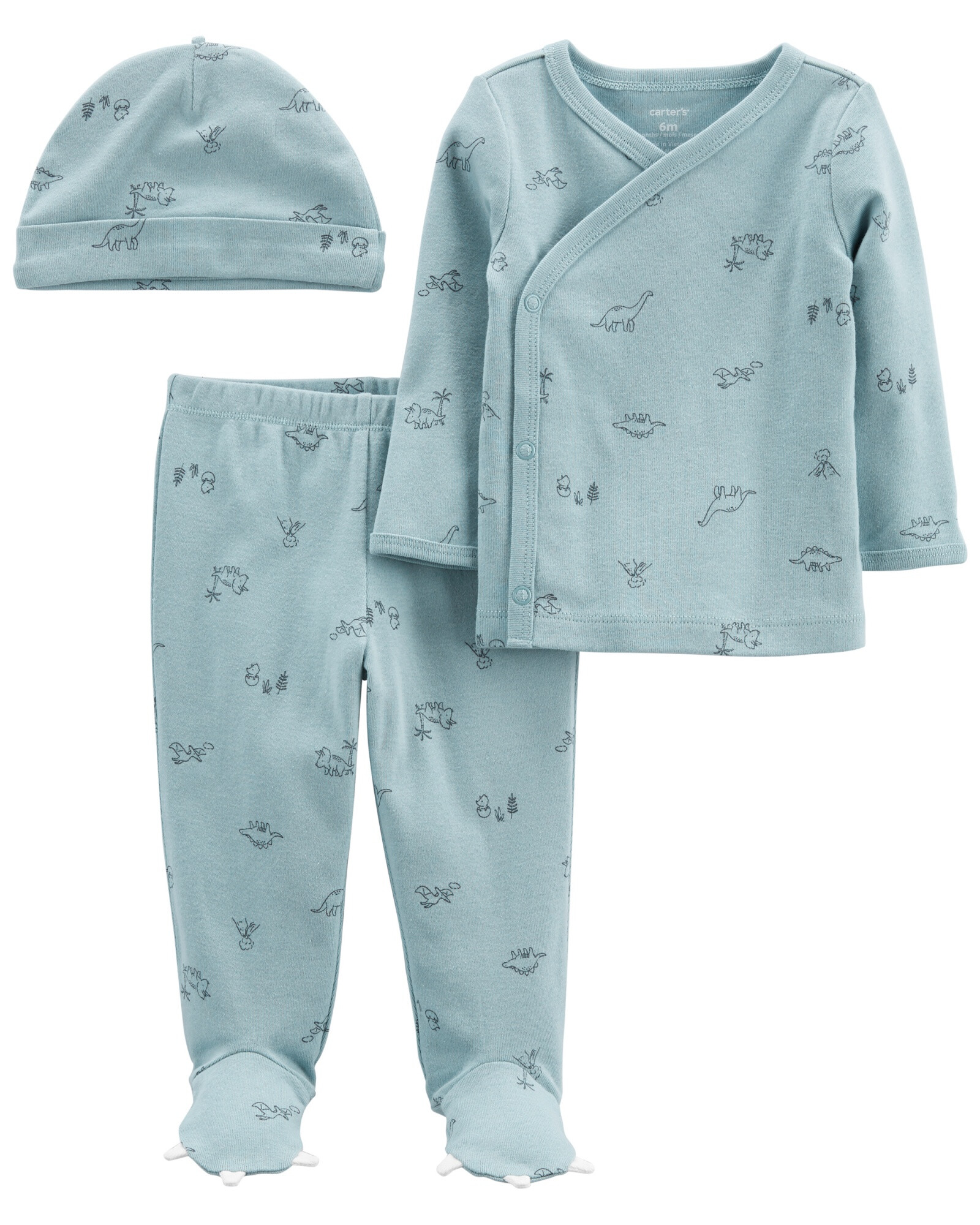 Pijama tres piezas batita, pelele con pie y gorro de algodón 0