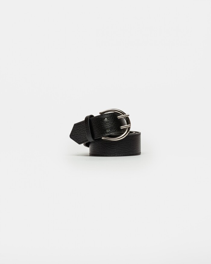 Cinturon Indie En Cuero Graneado Negro