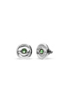 PENDIENTES DE BOTÓN DE ALEACIÓN DE METALES BAÑADO EN PLATA CON CRISTAL FACETADO VERDE Anillo