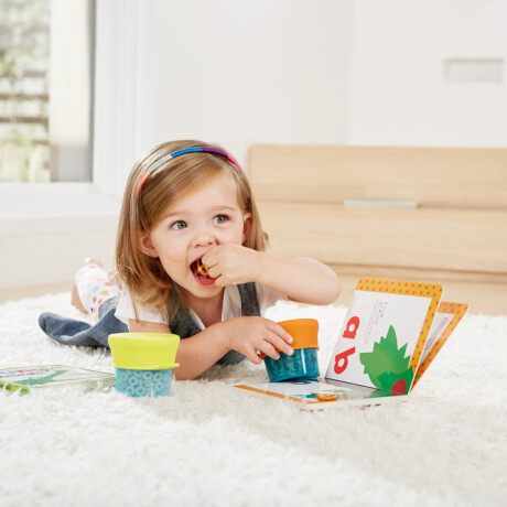 Snack Cerealero con tapa silicona azul naranja