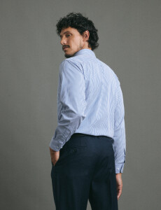 012687 CAMISA HARRINGTON LABEL Azul/blanco