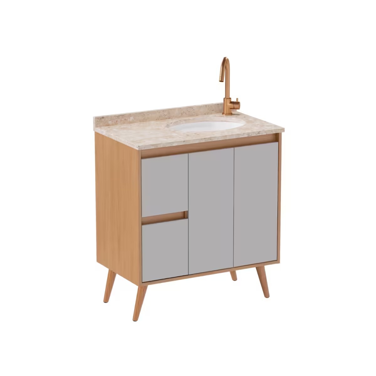 Mueble De Baño De Pie Danubio Nude 80 Cm Mesada Granito Con Lavatorio Incorporado 