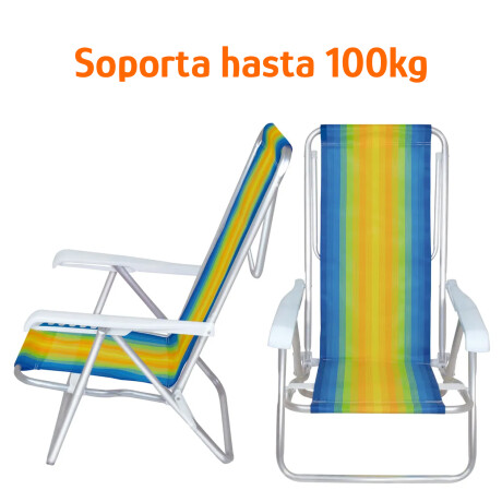 Set X2 Reposeras Sillas Playa Reclinables 8 Posiciones Alum Azul/amarillo