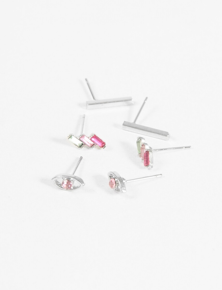 Set caravanas pins strass - plateado 