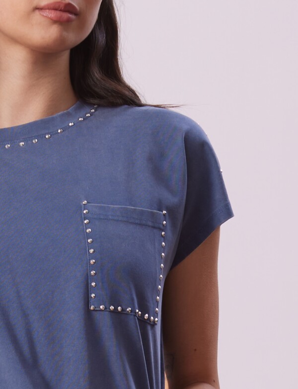 Remera Algodon Tachas AZUL