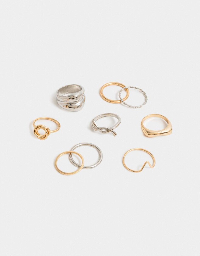 Sets Anillos Metal Anillos Sets De Metal - Combinacion Bicolor