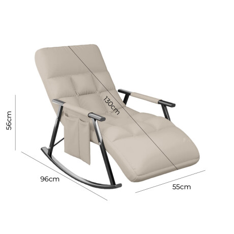 Sillón Reposera Mecedora Respaldo Ajustable Bolsillo Beige