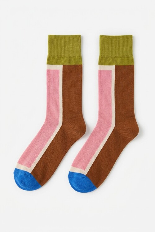 Medias color block rosa