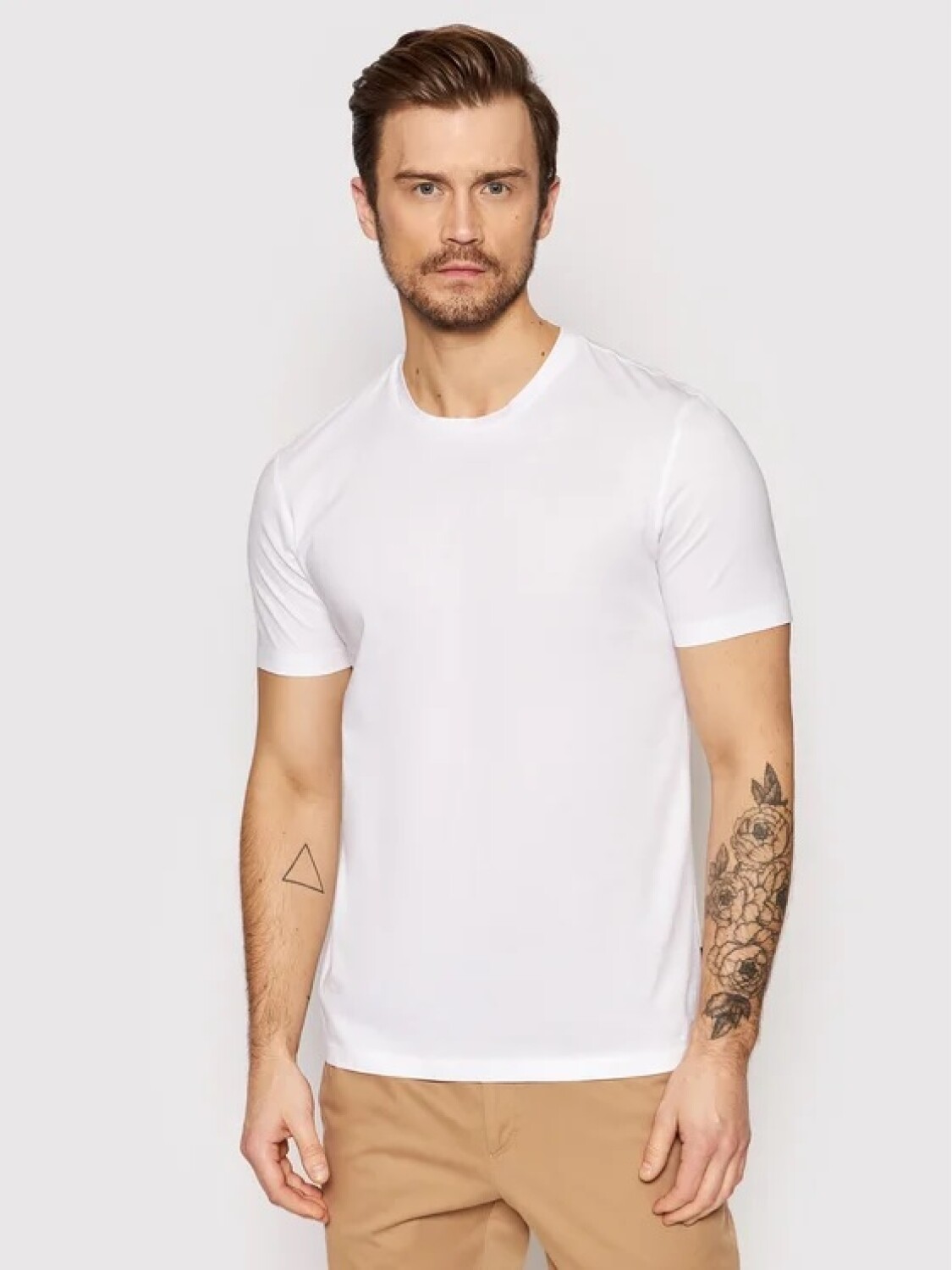 Hugo Boss -Remera de algodón slim fit, Tessler-150 Blanco