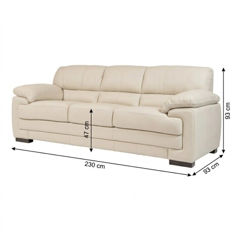 Sofá Oxford - Cuero Básico - 3 cuerpos Off White - (Preventa)