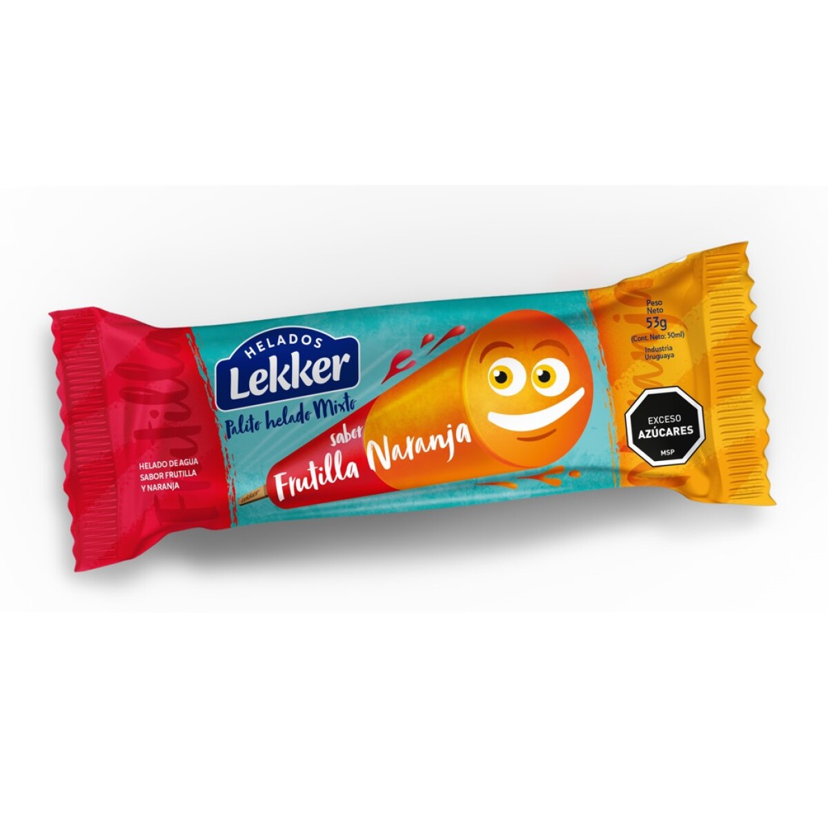 Helado Palito de Agua Lekker 50CC Frutilla con Naranja 