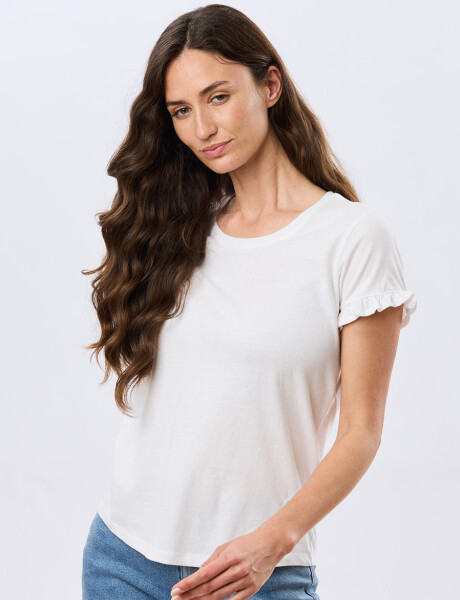 REMERA DE ALGODÓN CON VOLADO Blanco