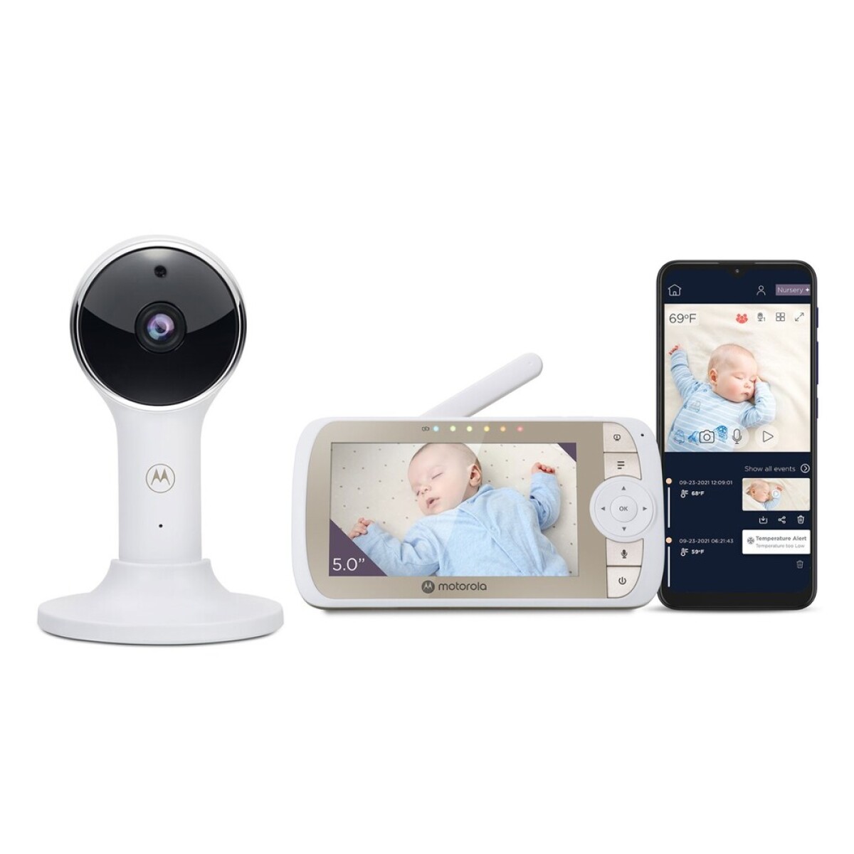 Baby call monitor de bebés motorola vm65 5.0' wi-fi full hd - White 