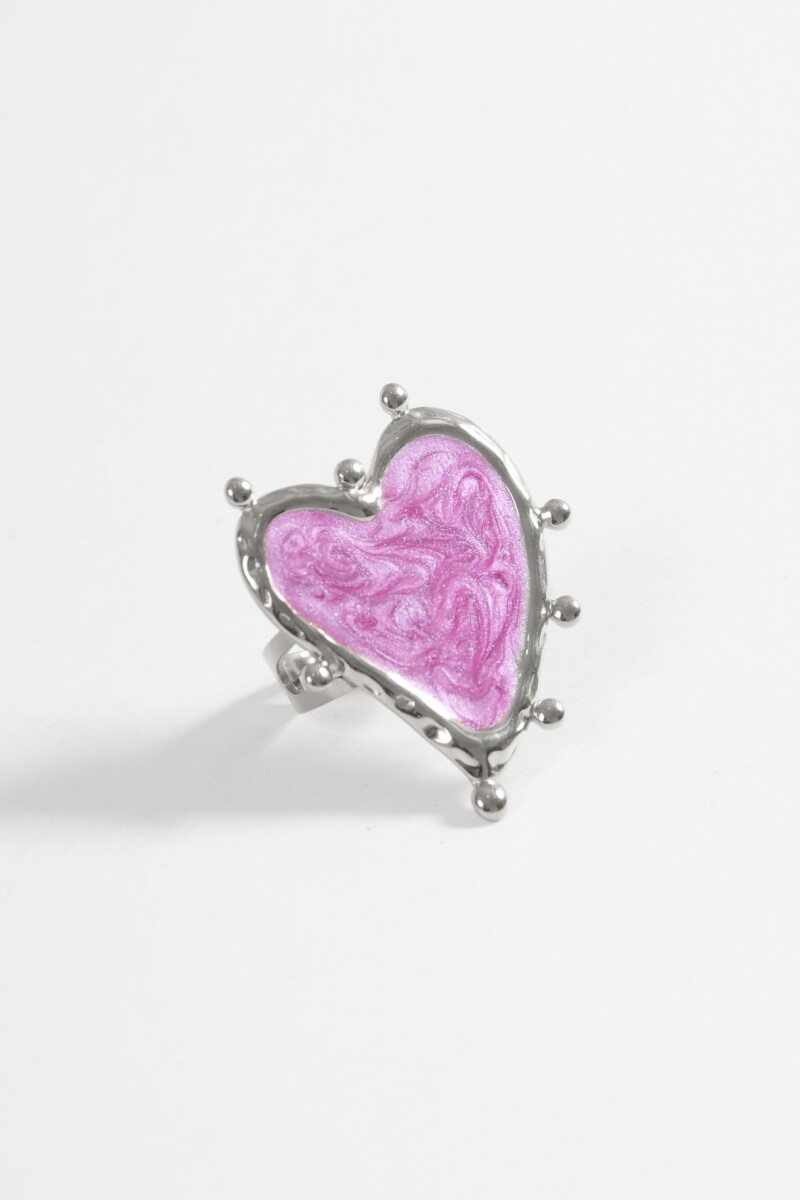 Anillo acero cora plateado