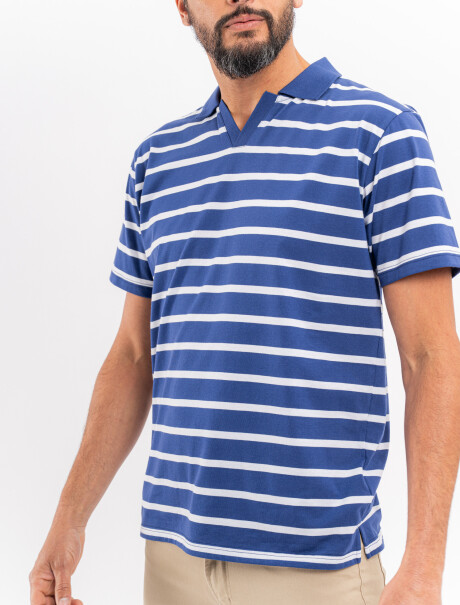 Remera m/c rayada azul