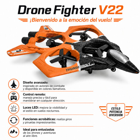 Avión de combate juguete Control remoto Negro/naranja