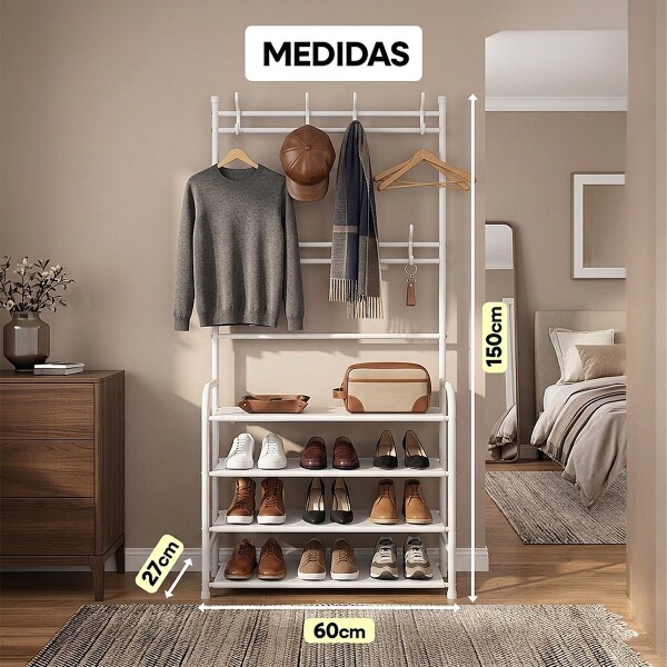 Perchero Ropa Rack Multifuncional Zapatero Organizador Percha Estantes Imback Color Blanco Perchero Ropa Rack Multifuncional Zapatero Organizador Percha Estantes Imback Color Blanco