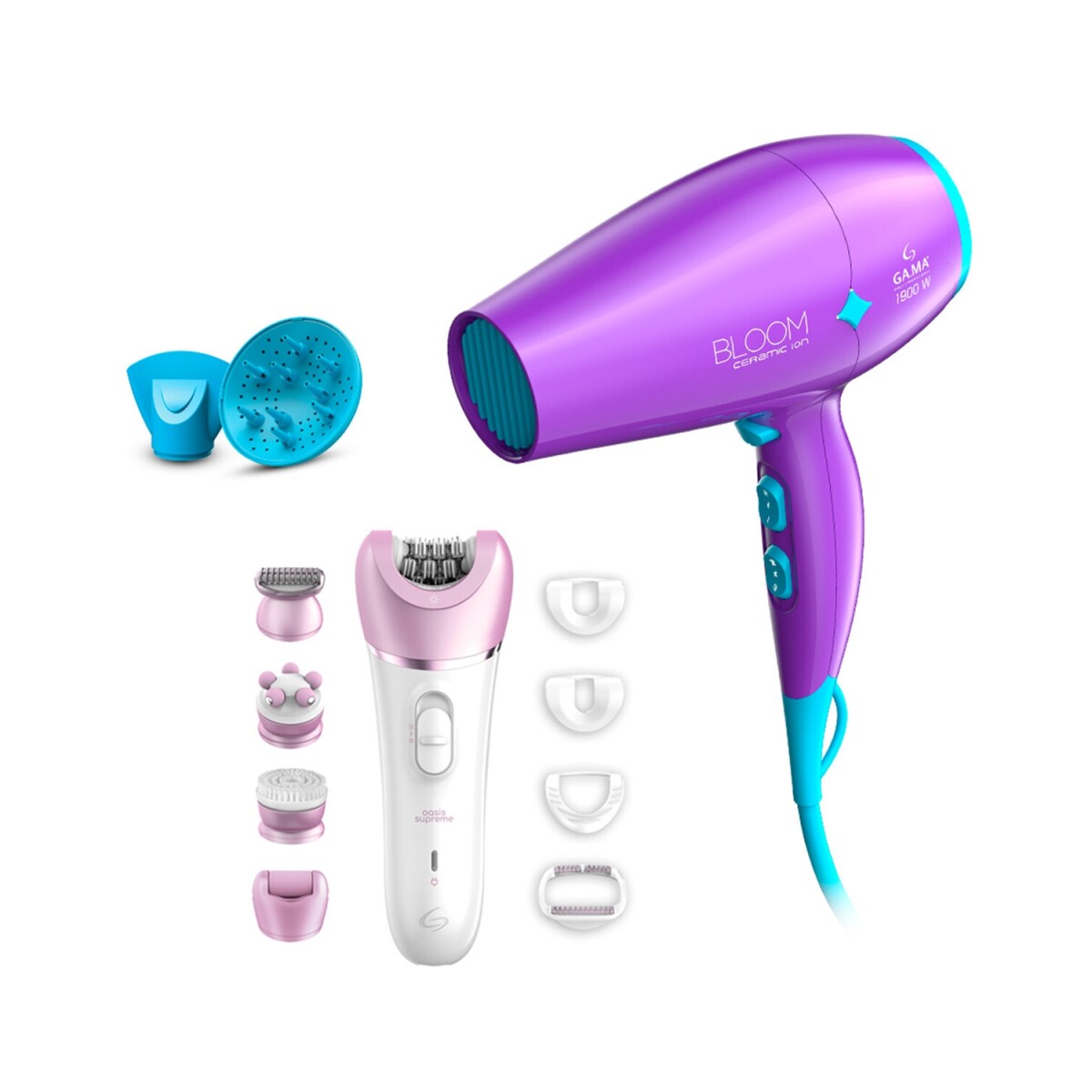 Combo Gama Depiladora Oasis Supreme + Secador Diamond ST Bloom 