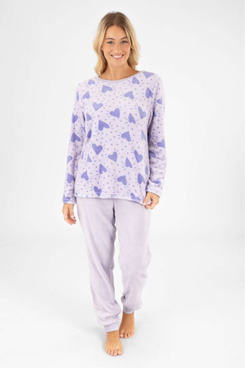 Pijama fluffy heart - Lila 