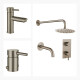 JUEGO DE GRIFERIA BRUSH NICKEL DUCHA EMBUTIDA LAVATORIO BAJO Y BIDET GRIS-BRUSHED NICKEL