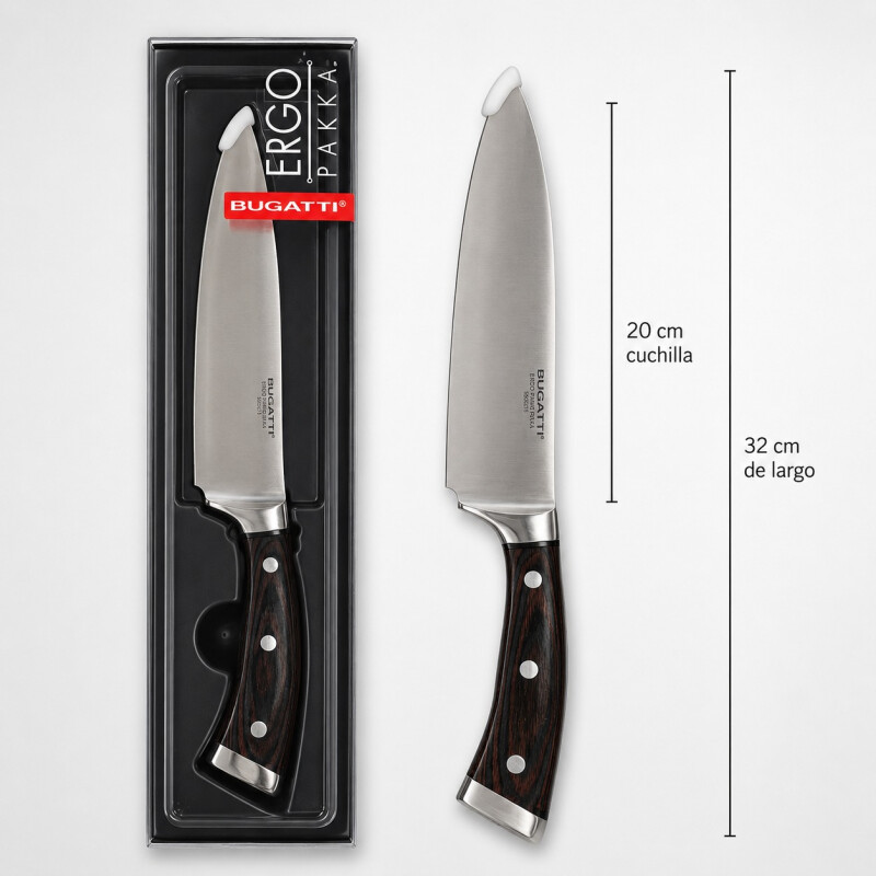 Cuchillo Chef Bugatti Ergo Hoja Acero y Mango Madera Cuchillo Chef Bugatti Ergo Hoja Acero y Mango Madera