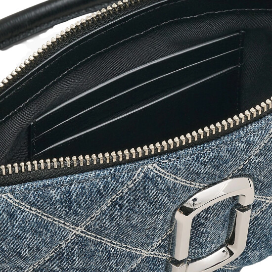 MARC JACOBS -THE QUILTED DENIM SNAPSHOT CONVERTIBLE SHOULDER BAG Azul