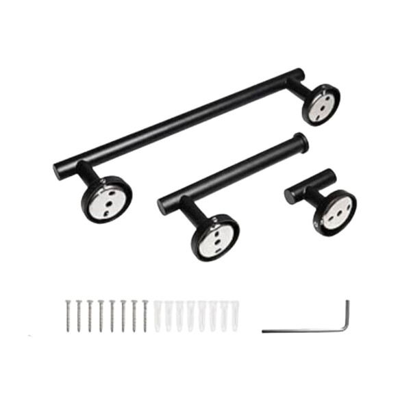 Set Accesorios De Baño Juego De 4 Piezas De Acero Inoxidable Percha Organizador Imback Color Negro Set Accesorios De Baño Juego De 4 Piezas De Acero Inoxidable Percha Organizador Imback Color Negro
