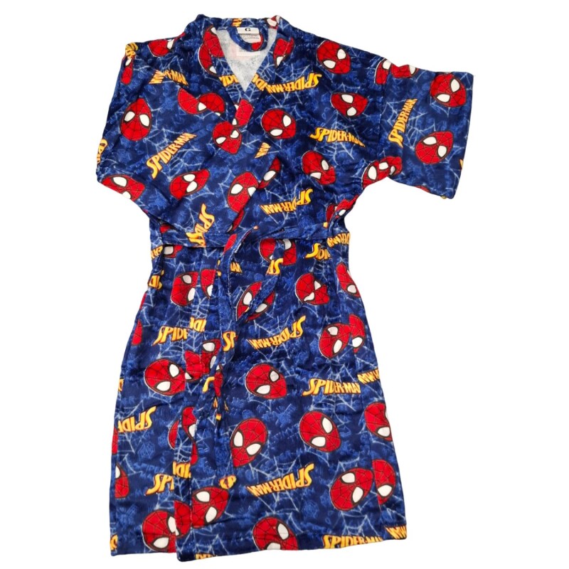 Bata Infantil Velour Dohler 100% Algodón Spider-Man Azul